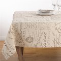 Saro Lifestyle SARO 0044.N55S Old Fashioned Vintage Script Print Design Everyday Tablecloth - Natural 0044.N55S